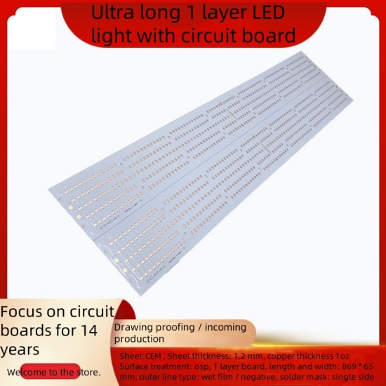 Ultra long 1 layer LED light with circuit board 